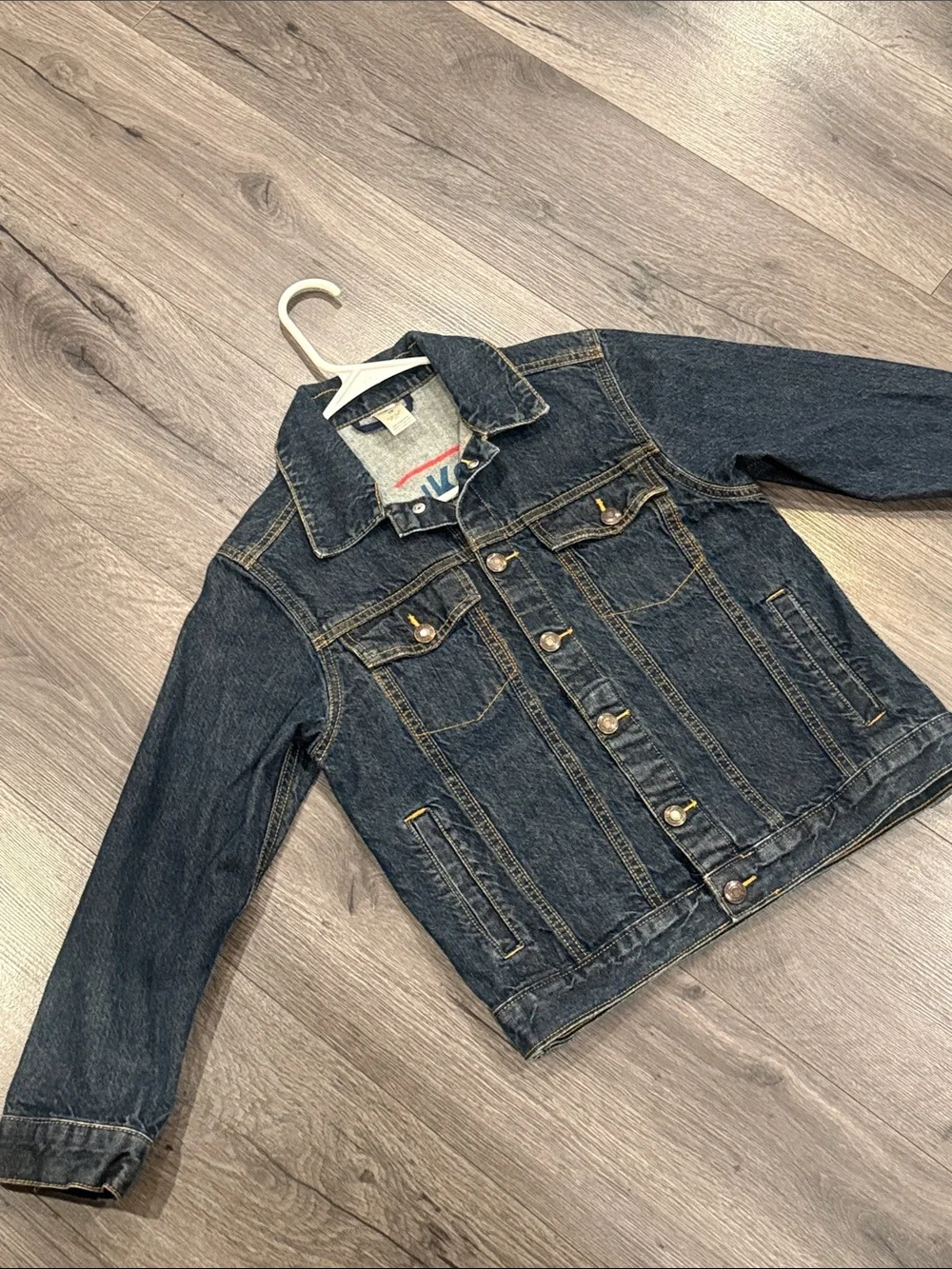 🧨OshKosh B'gosh Blue Denim Jean Jacket with Yellow Stitching Unisex Boy or Girl